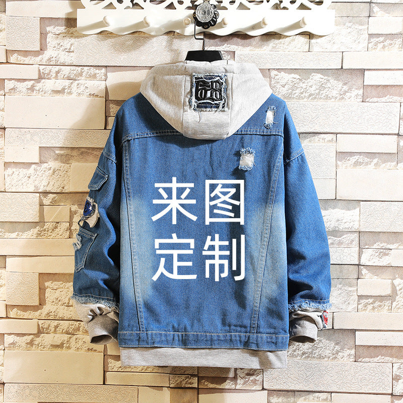 Men's Anime Print Denim Coat
