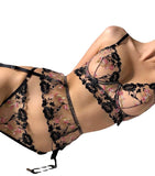 Women’s Lace Mesh Embroidery Lingerie Set