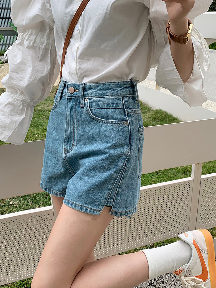 Women's High-Waisted A-Line Denim Shorts