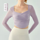 Women’s Long Sleeve Mesh Active Top with Built-In Padding