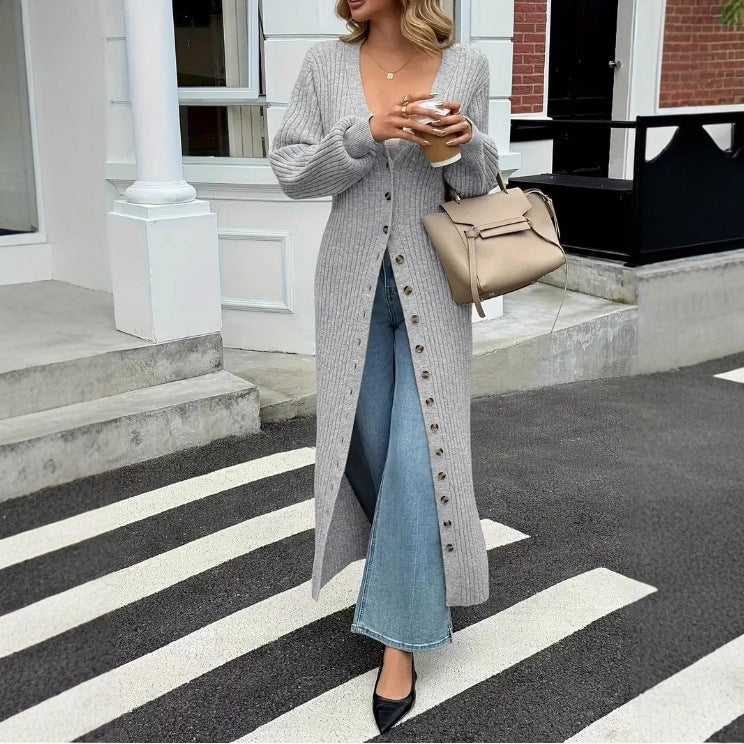 Women’s Solid Color Knit Long Cardigan