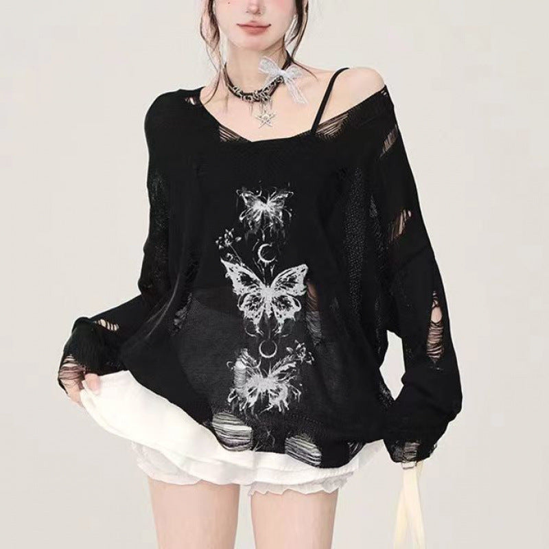 Women’s Butterfly Graphic Knit Sweater