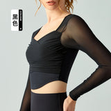 Women’s Long Sleeve Mesh Active Top with Built-In Padding