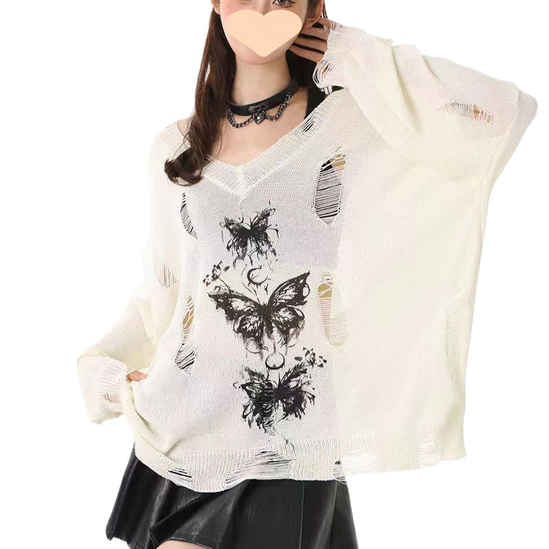 Women’s Butterfly Graphic Knit Sweater