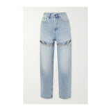 Women's Crystal-Decorated High-Waisted Straight Leg Jeans