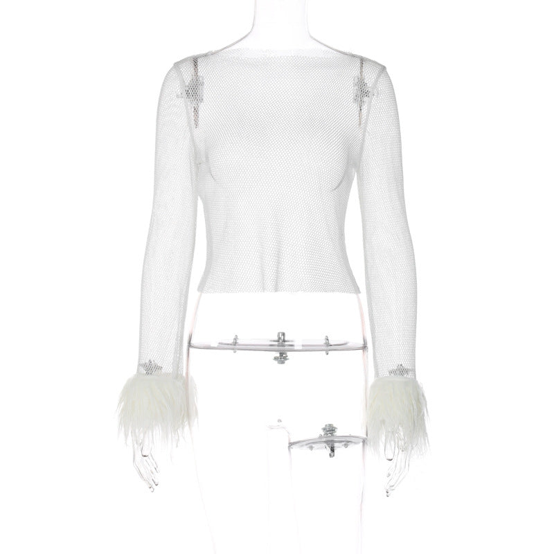 Women’s Cut-Out Grid Detail Fashion Top